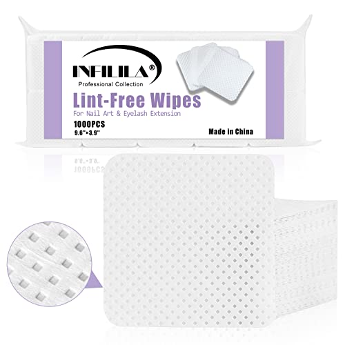 NXJ INFILILA Lint Free Nail Wipes Nail Polish Remover 1000PCS Super Absorbent Soft Nail Pliosh Remover Pads Wipes Lint Free Wipe