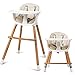 COSTWAY 2-in-1 Babyhochstuhl, Kinderhochstuhl aus Holz, Treppenhochstuhl, Kombihochstuhl Baby, Holzhochstuhl Kinder mit einstellbare Ablage und Fußstütze, für Kleinkinder und Säuglinge