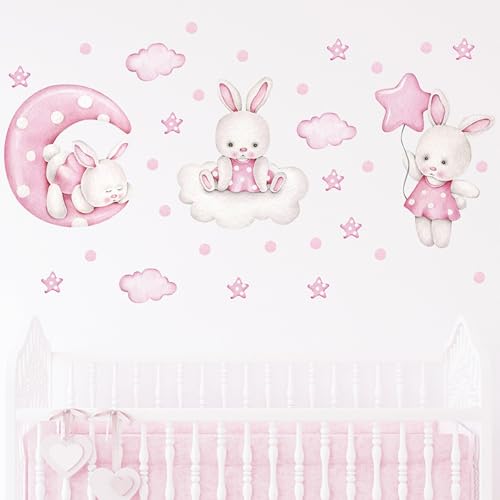 Vinilos decorativos Achang con conejito rosa en acuarela miniatura 3