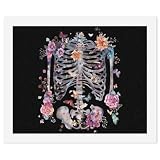 Ribcage Covered with Flowers And Butterflies DIY Digital Painting for Adults And Beginners Canvas Wall Art Craft Decorative Home Decor Gifts 22'x18'