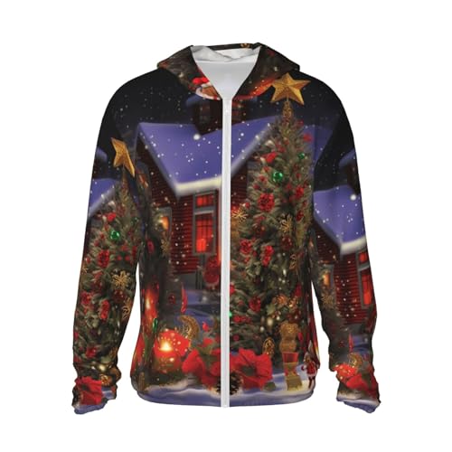 Chemise de soleil pour homme UPF 50+ à capuche et manches longues Christmas Cheer