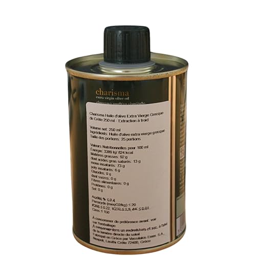 Charisma Griechisches Olivenöl Extra Nativ – 250 ml Metalldose – Kaltgepresst & 100% Naturbelassen – Aus Kreta, Erste Güteklasse