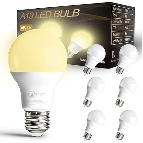 dalattin 6 Pack A19 E26 LED Lightbulbs A19 E26 60 Watt Equivalent Soft White 2700K Warm Light 120v 60hz 800 LM Cover