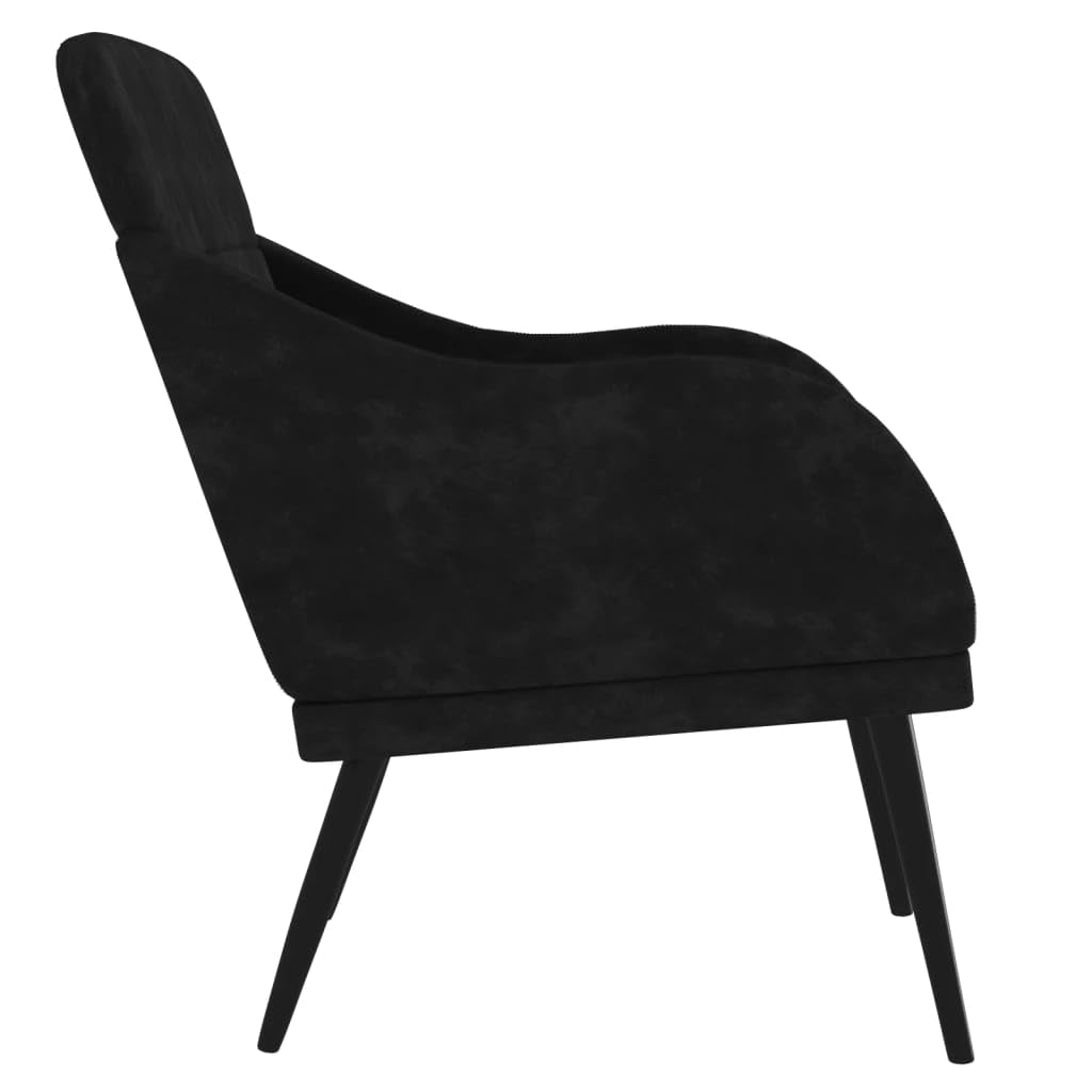 Comoda poltrona nera 63 x 76 x 80 cm in velluto con schienale e braccioli imbottiti, seduta spessa imbottita, robusta struttura in metallo, istruzioni di montaggio incluse (lingua italiana non