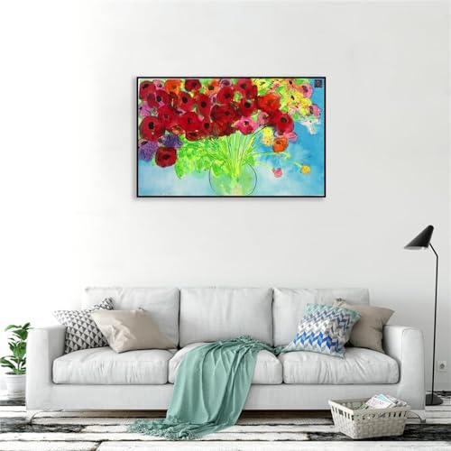 Coquelicots Walasse Ting tableau peinture sur toile compact contre les murs vides - 2