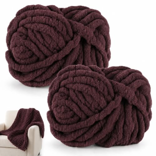 Dicke Wolle zum Stricken, 250g x 2 Chunky Yarn zum Handstricken, Flauschige Weiche Wolle, XXL Armstricken Wolle zum Häkeln von Decke, Schals, Mützen, Haustier Nest (17 Kaffee)