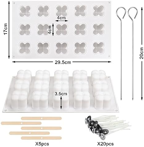 Silicone Candle Mould Set with Candle Wicks Clips Needles, Bubble Candle Moulds, Candle Moulds for Candle Making, Soap Making Resin Mould for Handmade Chocolate, Pudding, Clay, Ornament