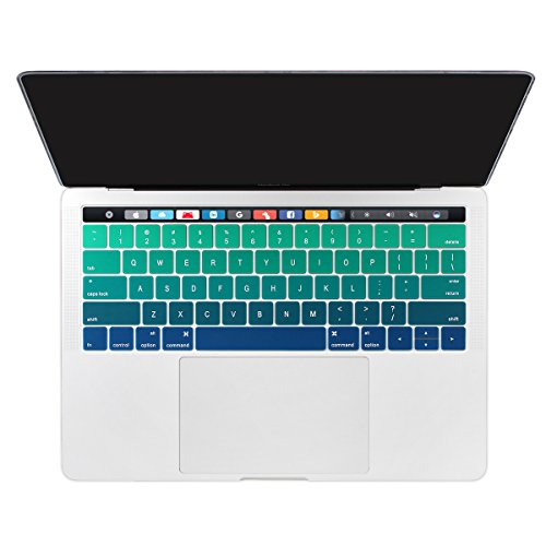Dongke XMS362 Ultra Thin Gradient Color Silicone Keyboard Protector Cover Skin for New Version MacBook Pro 13 (A1706) & MacBook Pro 15 (A1707) with Muti-Touch Bar (2017 & 2016 Release) (Gradient Green)
