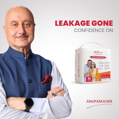 Image of AGEasy (Max Group) Unisex Adult Diaper Pants | XL (Waist 38-65 inches) | 60 Units | Overnight Leak Protection | Wetness Indicator | Odour Lock | Anti-Bacterial | Skin Friendly
