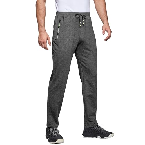 Image of PARTICLE PLANET Men Joggers Tracksuit Bottoms Causal Slim Fit Running Trousers with Zip Pockets Dark Grey S