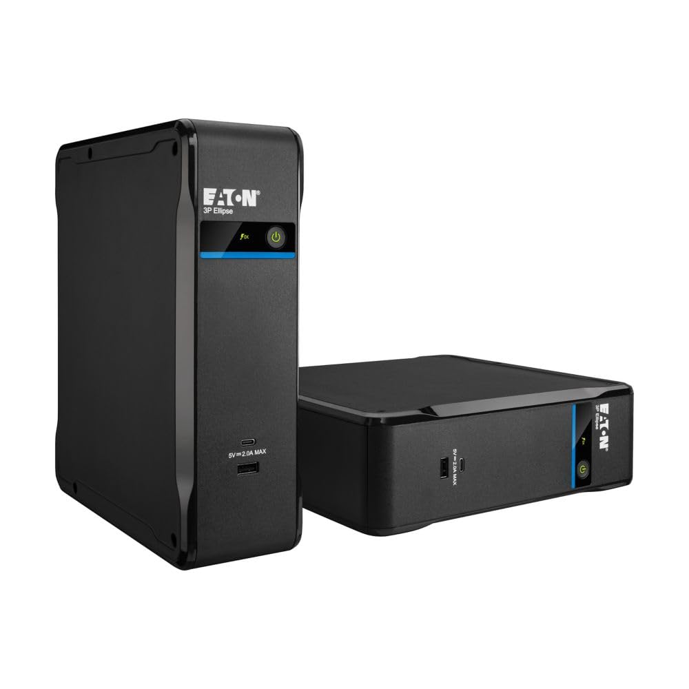 Eaton 3P Ellipse – Off‑Line UPS – 3P700UI – 700VA 420W, ultra‑slim quiet design, 3× C13 + 1 surge‑only, USB‑A/C, C14 input – Black (B0F4BJCMYK)
