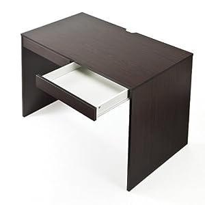 サンワダイレクト パソコンデスク 木製 引き出し付き 幅100×奥行60cm 耐荷重40kg モニターアーム対応 ダークブラウン 100-DESKH009BR
