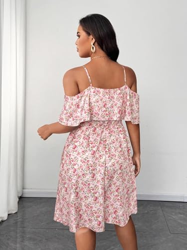Image of Plus Size Summer Dresses for Women Casual Short Sleeves A Line Midi Dress