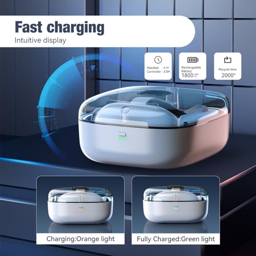 AZURAOKEY RGB Charging Dock for Meta Quest 3, VR Charging Station with 2 Batteries Headset Charging Stand with LED Light Controller Charging Dock for Meta Quest 3 Accessories