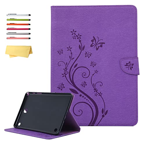 UUcovers Case for Samsung Galaxy Tab A 8.0 2015 Model (SM-T350/T355/P350/P355) with Card Pockets [Magnetic Closure & Auto Wake/Sleep] Wallet Smart PU Leather Folio Stand TPU Cover, Purple Butterflies