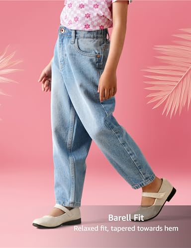Image of Amazon Brand - Symbol Girl's Cotton Barrel Jeans