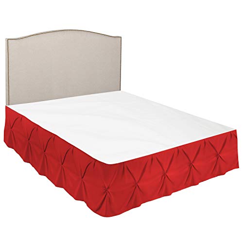 Image of Nestl Red Microfiber Full Bed Skirt, Pinch Pleat, 54' x 75' x 14', Hotel Quality, Easy Care