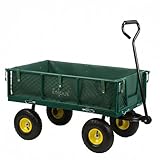 Zelsius Bollerwagen | 350 kg Tragkraft, 105 Liter | Grün/Gelb | Gartenkarre, Gartenwagen...