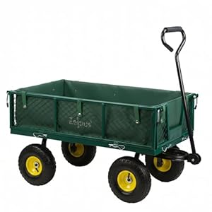Zelsius Bollerwagen | 350 kg Tragkraft, 105 Liter | Grün/Gelb | Gartenkarre, Gartenwagen, Gartenkipper | Handwagen Luftbereift, Transportwagen Klappbar, Handwagen, Handkarren für Gartenarbeit