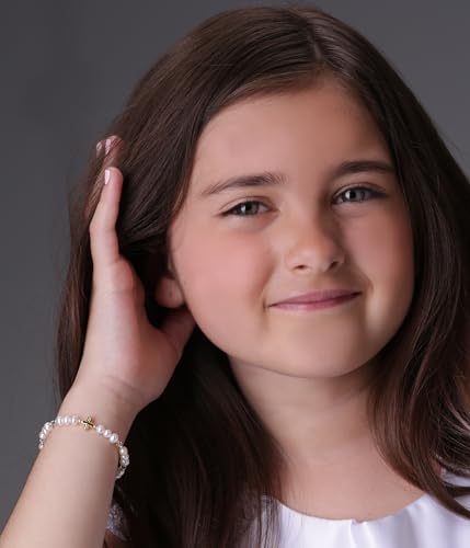 Image of Cherished Moments Girls .925 Sterling Silver and 14K Gold-Plated Cultured or Simulated Pearl Bracelets for First Communion Gifts with Poem and Gift Box