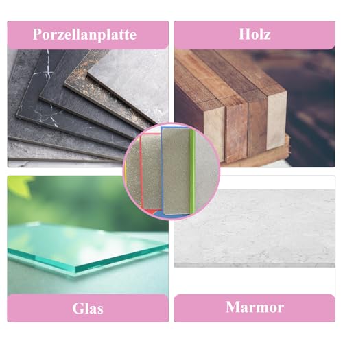 4 Stk Diamant Handpolierpads Mit Grauen Handschuhen,Diamant Schleifblock Set Für Schleifen Polieren,Glas Schleifpads Polierpads Für Granit Marmor Keramik (60/100/200/400)