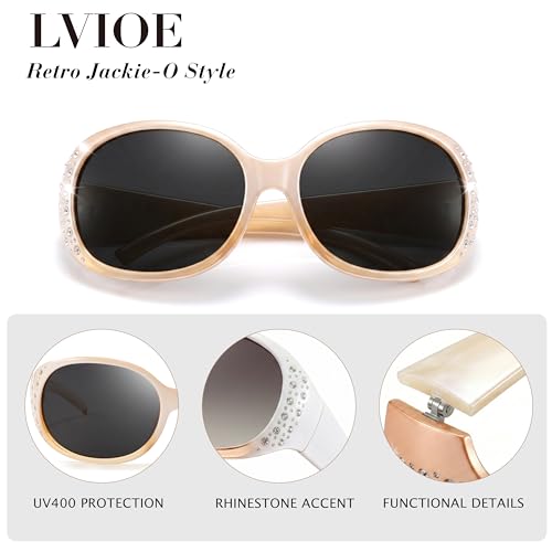 Image of LVIOE Polarized Sunglasses for Women Rhinestone Design Wrap Around Shades