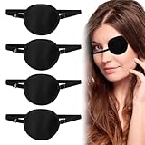 4 Piezas Parches de Ojos Negros para Adultos y Niños, Parche de Ojo Ajustable 3D para Ambliopía o Estrabismo, Estrabismo de Ambliopía y Después de la Cirugía, Uso Regular o Disfraz de Pirata
