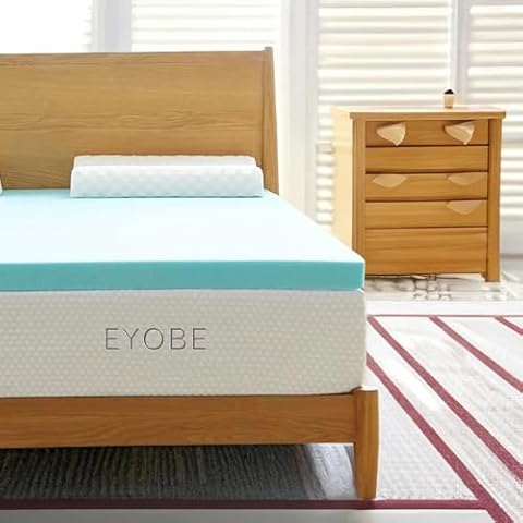 EYOBE Memory Foam Mattress Topper Twin XL 3 Inch Gel Infused Memory Foam Topper Twin Extra Long–Dorm Single XL Topper for Body Support & Pressure Relief – Ventilated Design – CertiPur Certified