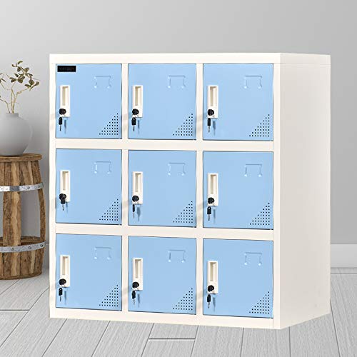 MAYROY Metal Locker Office Storage Locker Home Steel Locker School Storage Organizer, Storage Cabinet for Kids Students Employee (W9D) (Blue)