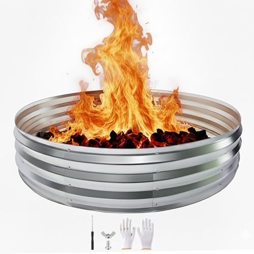 5FT Galvanized Steel Fire Pit Ring,VivaGarden 60 Inch Durable Round