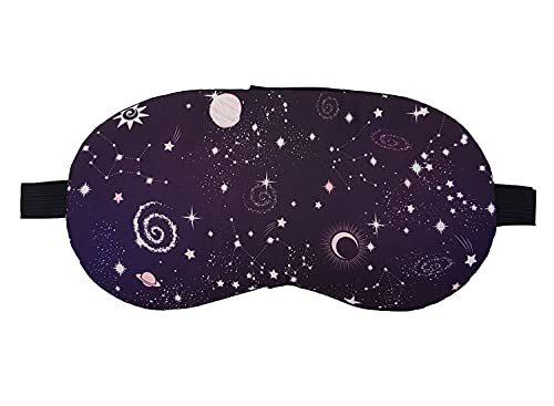 Image of Jenna Cotton Print Cute Sleeping Eye Shade Mask Cover For Insomnia, Meditation, Puffy Eyes And Dark Circles With Gel (Black)