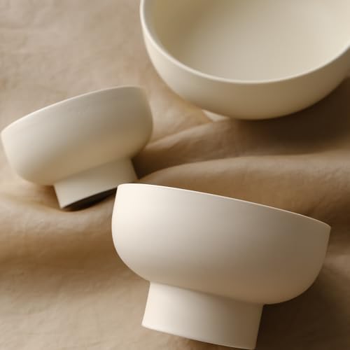 WENSHUO Pedestal Bowl, Decorative Ceramic Fruit Bowl, 6.7 in, Matte Crème by WENSHUO - Used condition - Image 8