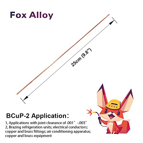 Fox Alloy 20Pcs Copper Brazing Rods Bcup-2 (5/64") 2Mm Phosphor Round Self Fluxing Welding Brass Rods Sticks Tig Arc Pipes For Air Conditioner Refrigerators #TOP1