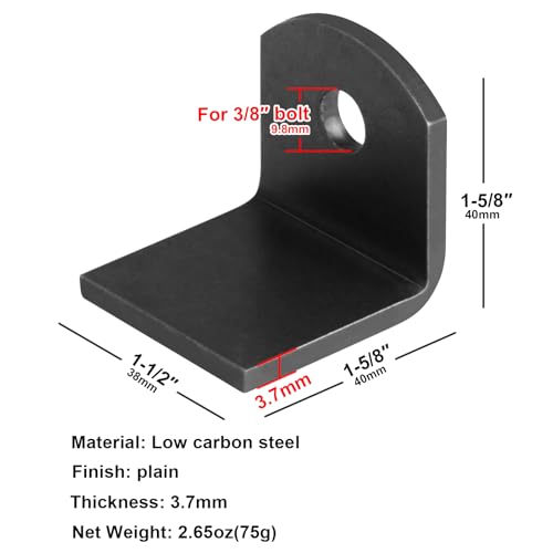 heneng 10 Pcs Weld Tab Bent with 3/8" Hole,1-1/2" x 1-5/8" x 1-5/8",5/32" Thick by heneng - Image 2