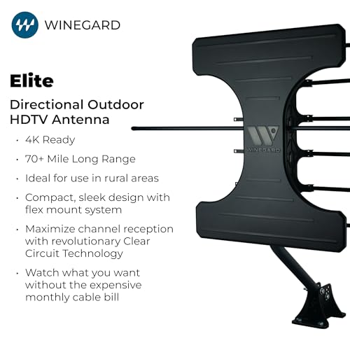 Image of Winegard Elite 7550 Outdoor HDTV Antenna - Embedded Ultra-Low Noise Amplifier - 70+ Mile VHF /UHF Range - Wide Beam - Clear Circuit Technology - NextGen TV Compatible - with Outdoor Mount