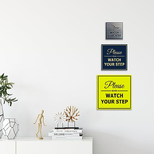 Signs Bylita Square Classy Please Watch Your Step Sign - Eye-Catching Design | Vibrant Colors (Brushed Gold) - Large #TOP1