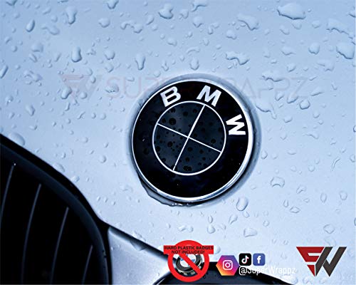 SuperWrappz FULL BLACK GLOSS Badge Emblem Overlay FOR BMW Sticker VINYL 4 QUADRANTS COVERED FITS YOUR BMW'S HOOD TRUNK RIMS STEERING WHEEL - Image 5
