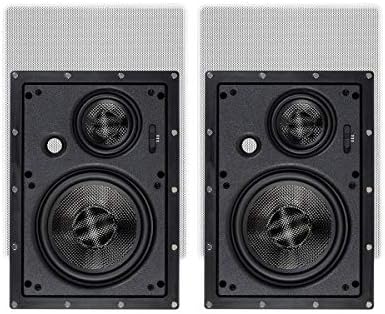 Monoprice 3-Way Carbon Fiber In-Wall Speakers - 6.5 Inch (Pair) With Magnetic Grille - Alpha Series