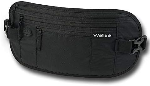 Walisa® Money Belt/bumbags for Ladies and Gentlemen/Waist Bag with RFID Blocker, Black, Belt Bag for Sports, Travelling and Jogging,