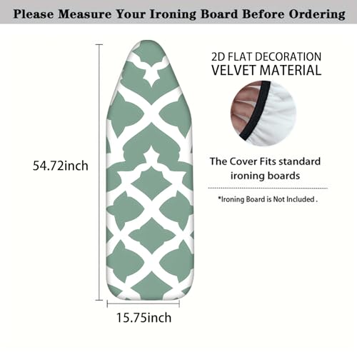 Image of Nuxovilar Green Geometric Ironing Board Cover 15x54 Inches Polyester