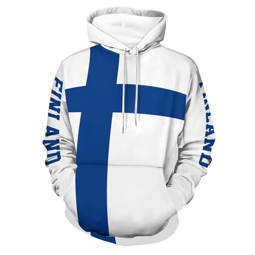 Sweats à capuche imprimés 3D Finlande au style vintage et coupe moderne
