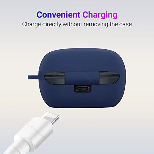 Image of LIRAMARK Shockproof Protective Silicone 360 Cover Case with Buckle Designed for JBL C115 TWS (Midnight Blue)