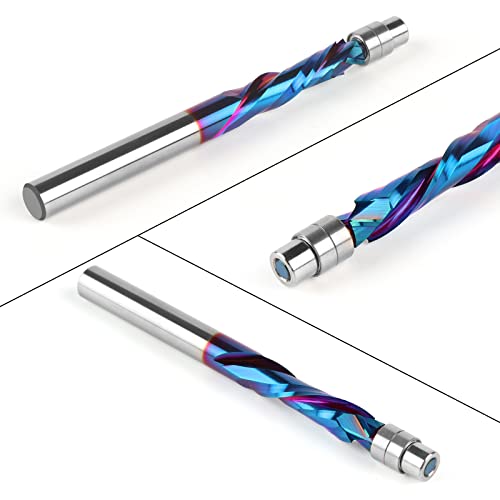 Up Down Compression Spiral Flush Trim Router Bit, 1/4 Inch Shank Solid Carbide Flush Trim Router Bits Cnc Spiral Bit With Nano Coating By Eanosic #TOP5
