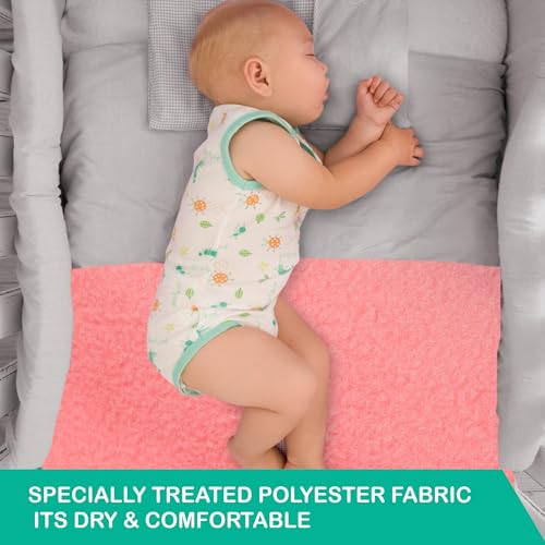 Image of Bumpers Waterproof Quick Dry Sheet for Baby|Bed Pad Extra Absorbent Washable Matress Protector|Baby Bed Protector Sheet for Toddler Children & Adult Double Bed, King Size (XXL, 260x200cm, Salmon Rose)