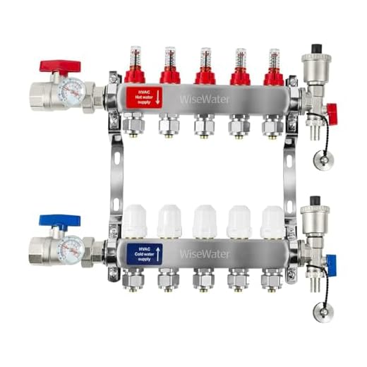 5 Loop Radiant Heat Manifold, 5-zone PEX Tubing Manifolds with Compatible Outlets, for Hydronic Radiant Floor Heating (1/2" connectors included)