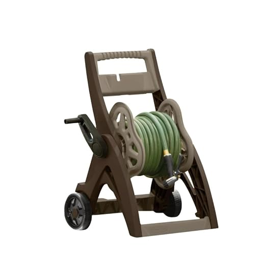 Garden Hose Reel Cart, Mobile Rolling Hose Storage, Gray, Heavy-Duty Resin, 175 ft Capacity, 7-inch Wheels, 24x20x32 inch