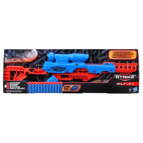 Image of Alpha Strike Wolf LR-1 Blaster with Targeting Scope, 12 Darts, Blue and Red, Toy for Kids Teens and Adults