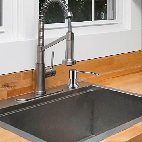 1 Pcs Soap Dispenser For Kitchen Sink Stainless Steel Built In Soap Dispenser Countertop Pump Head With 17Oz Large Liquid Bottle Fit Kitchen Bathroom (Silver) #TOP4