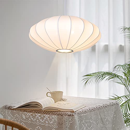 Taiyylu Italian Silkworm Cocoon Pendant Light Single Head Lantern Flat Shape Silkworm Cocoon Lamp For Caffe House Dining Room Showroom Hollow Hanging Luminaire, White, 50Cm #TOP3