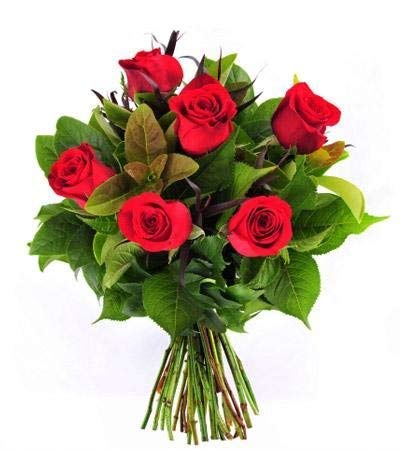 Ramo de 6 rosas rojas factoría flor. Añade tu dedicatoria personalizada